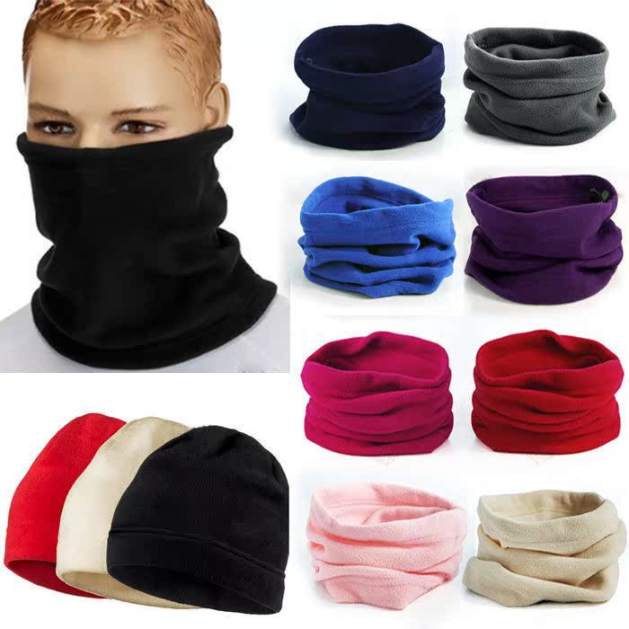 Mens Womens Thermal Warm Fleece Snood Scarf Neck Warmer Bean