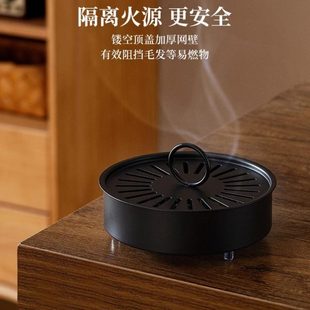 放防烫檀香蚊香创意子炉架带盖蚊香盘托蚊香盒铁艺防火接灰家用蚊