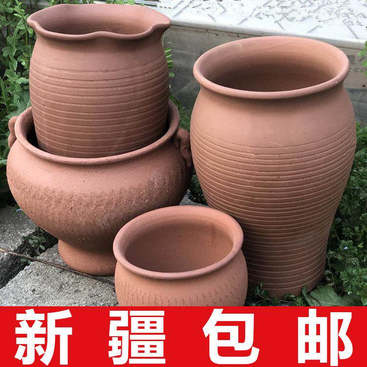 大口无釉素烧红陶花盆手工盆花卉绿植盆多肉老庄透气紫砂陶罐花盆