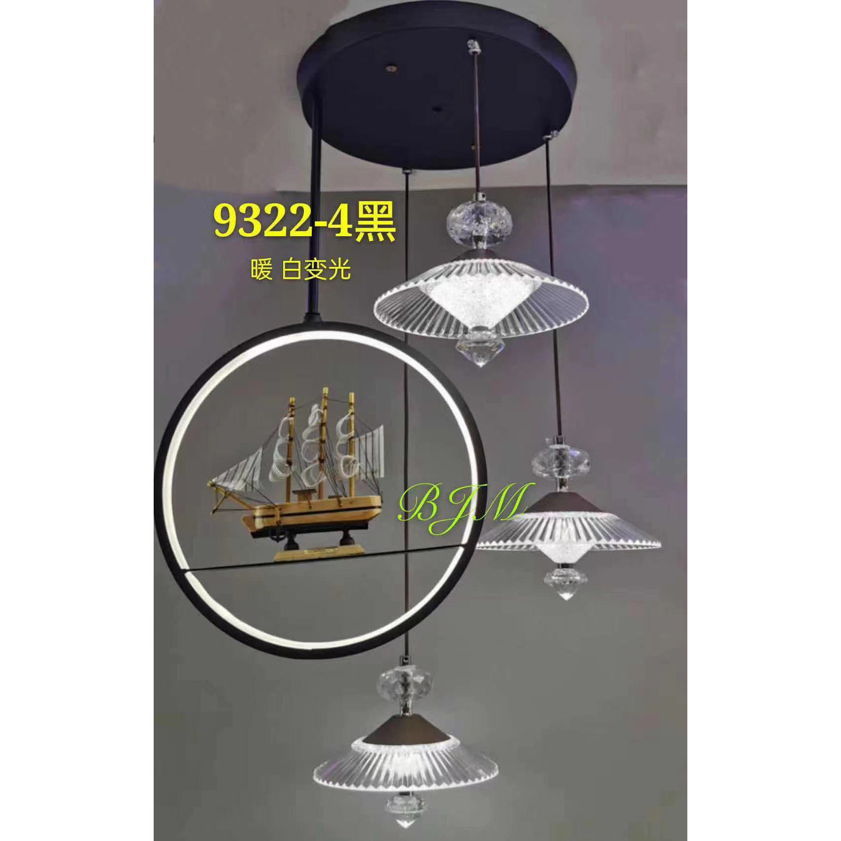 新款现代简约大气铁艺水晶led变光北欧吧台餐桌过道个性餐厅吊灯