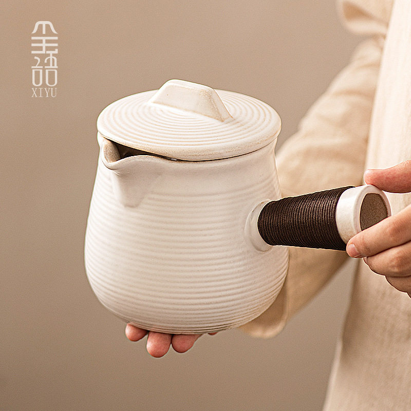 新款网红户外大容量烤奶壶围聚围炉煮茶月白罐罐家用陶瓷泡茶单壶