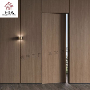 轻奢极简铝木门卧室门隔音现代免漆室内门隐形房间推拉门