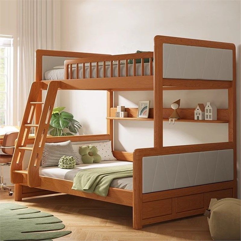 北欧全实木床樱桃上下铺子母床现代简约小户型白橡木双层男女孩床