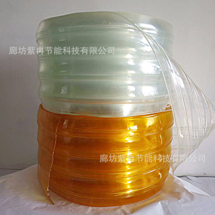 批发低温门帘料 PVC透明软门帘条纹加筋防粘连门帘