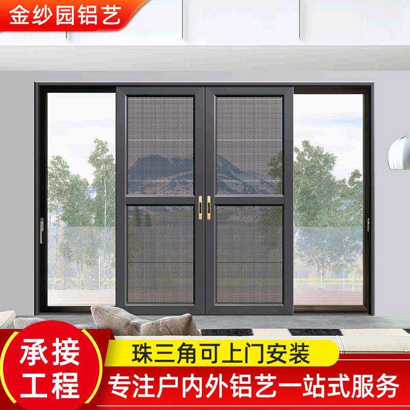铝合金推拉式纱门家用平移伸缩纱窗网门帘防蚊防猫纱门