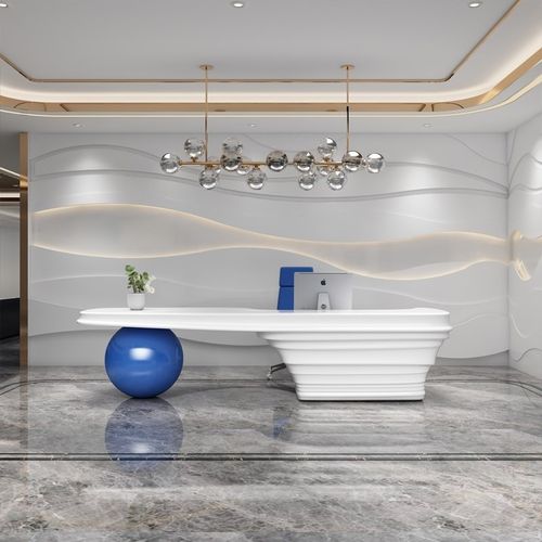 玻璃钢创意收银台公司前台美容院售楼部烤漆接待台异形吧台可直销