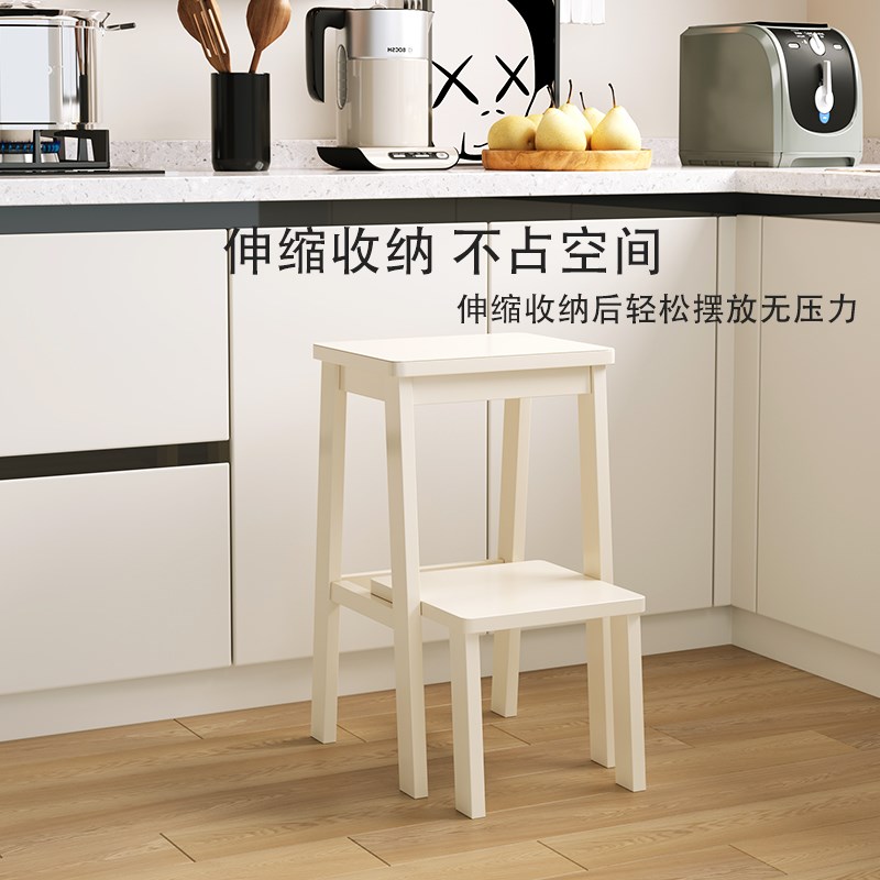 实木梯凳家用推拉式台阶凳子加厚两步梯登L高楼梯爬高凳多功能梯