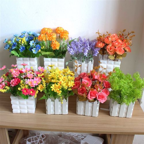 绢布花干花花束塑料假花彷真花套装摆件摆设装饰客厅家居小花盆栽