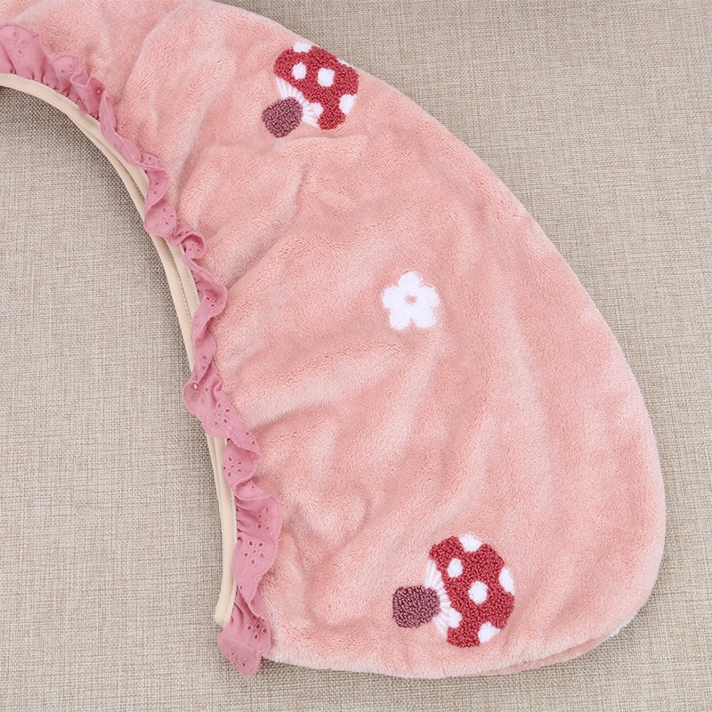 蘑菇蕾丝干发帽女强吸q水速干可爱浴帽擦长头发干发巾包头毛巾新