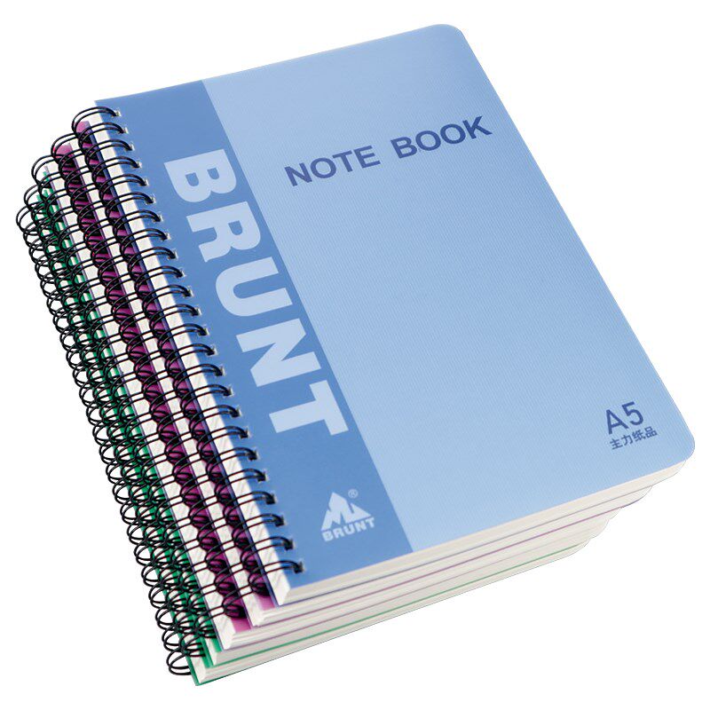 PP硬壳双线圈本A5加厚60张80张100张120张内页学生课堂作业横线笔