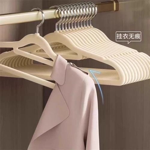 植绒衣架家用防滑挂衣整理师专用肩角无痕防滑衣挂收纳架子衣撑