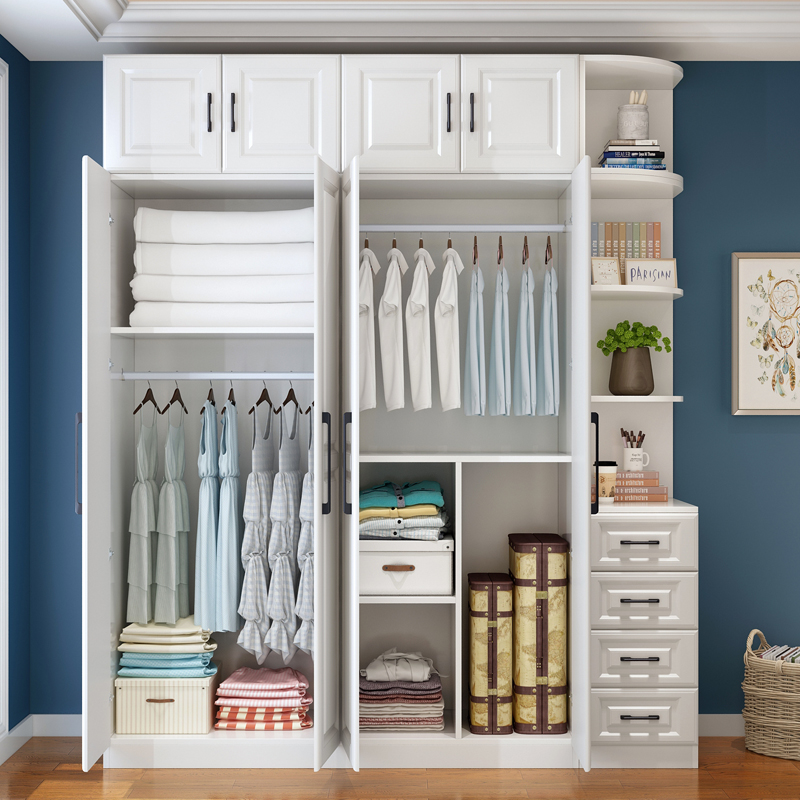 衣柜简约现代经济型家用卧室整体组合欧式实木质T六五门大衣橱组
