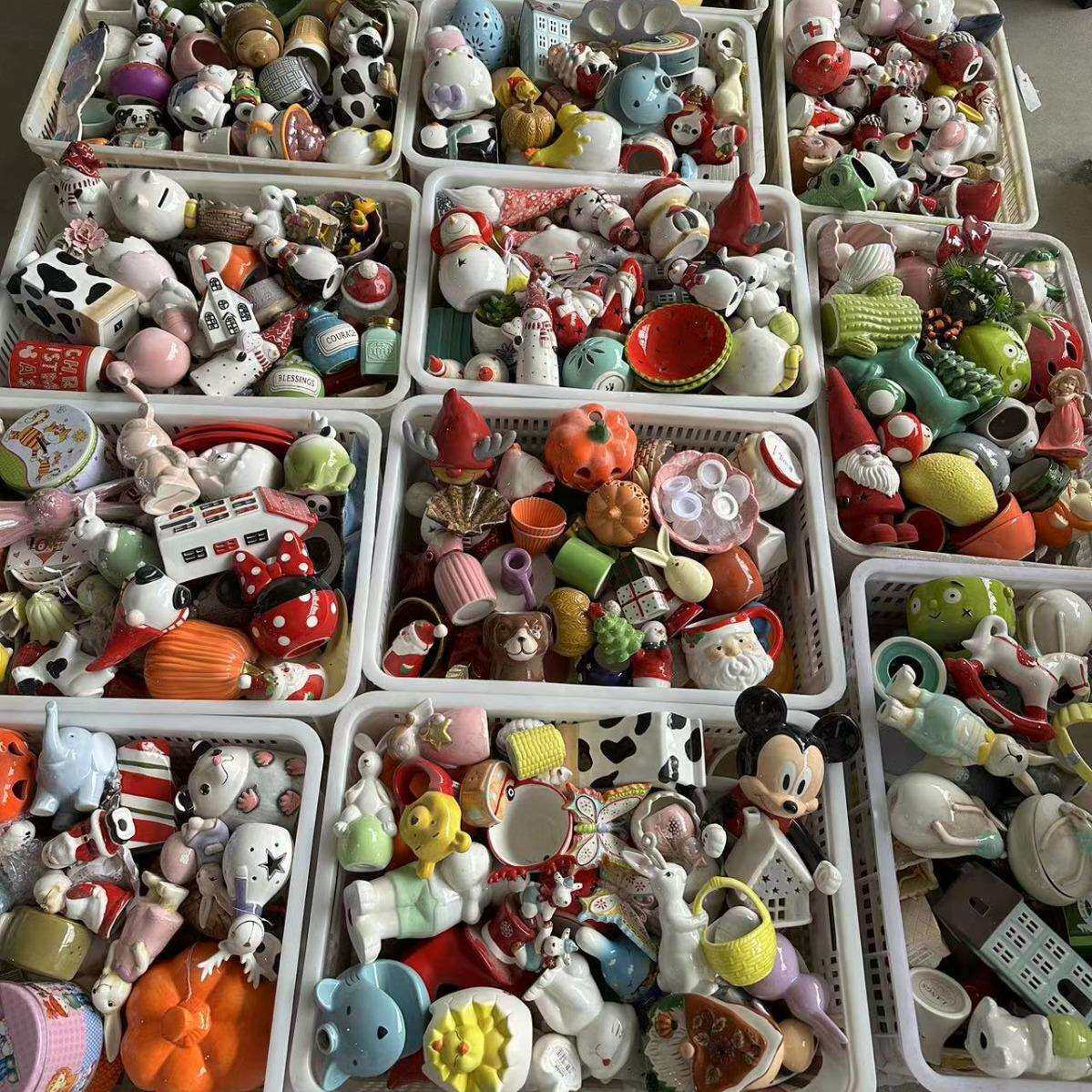 五彩陶瓷创意可爱卡通陶瓷杯子收纳摆件五彩陶瓷工艺品