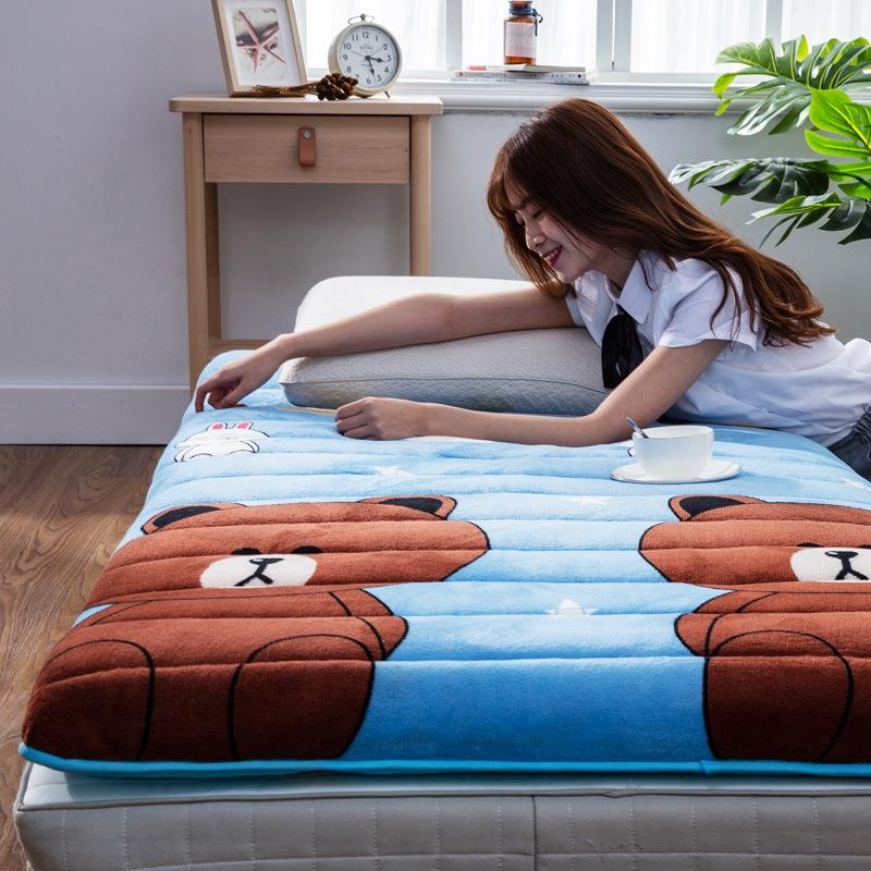 法莱绒印花床垫0.9床学生宿舍单人床垫子双人卡通1.8防滑绒垫-6cm