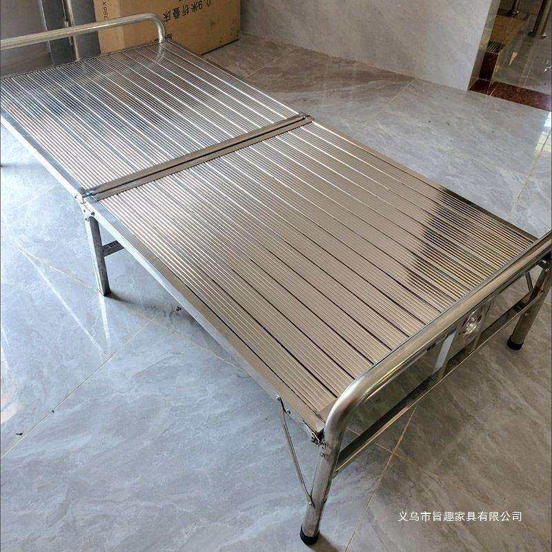 特厚无缝不锈钢伸缩折叠床有安全锁扣午休户外单双人拼接钢管床