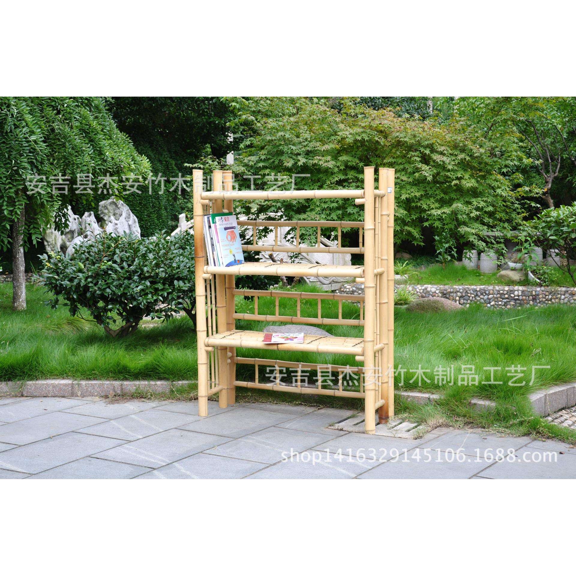 各式竹书架竹花架竹子置物架多层竹架刷油防腐中式风书架置物架