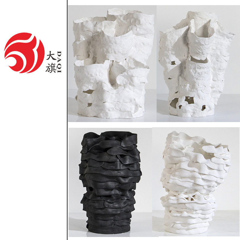 现代艺术白色陶瓷手工花瓶摆件