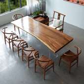 南美胡桃木大板茶桌亚克力腿茶几泡茶桌办公室高档实木茶桌椅组合