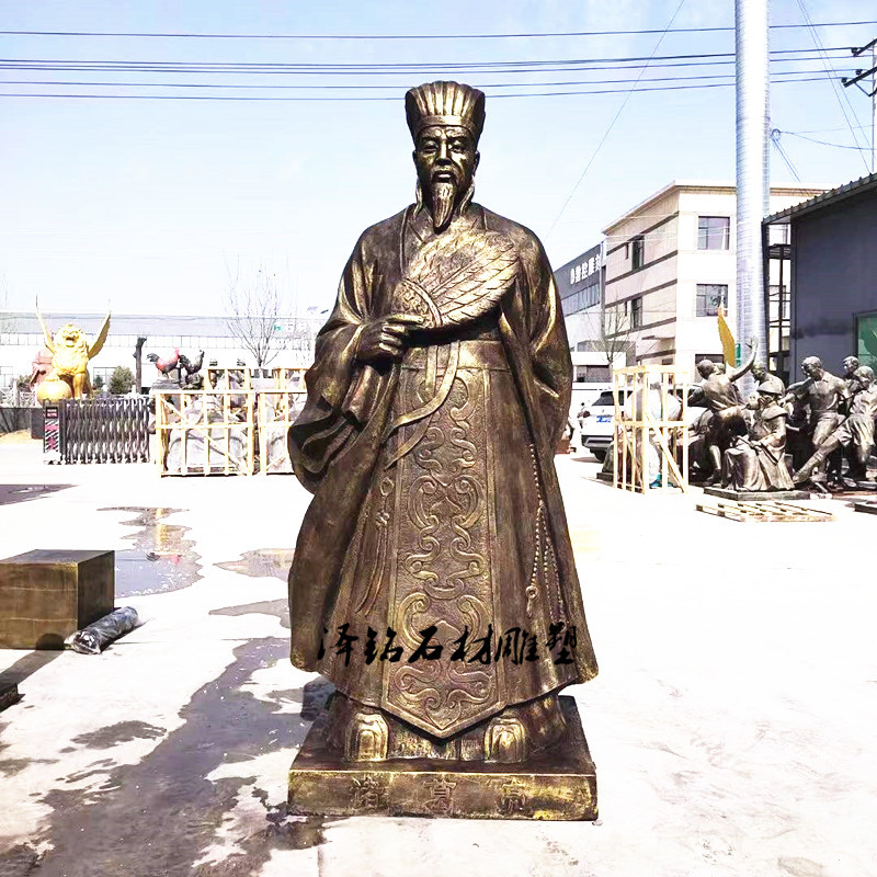 玻璃钢仿铜三国诸葛亮军师雕塑
