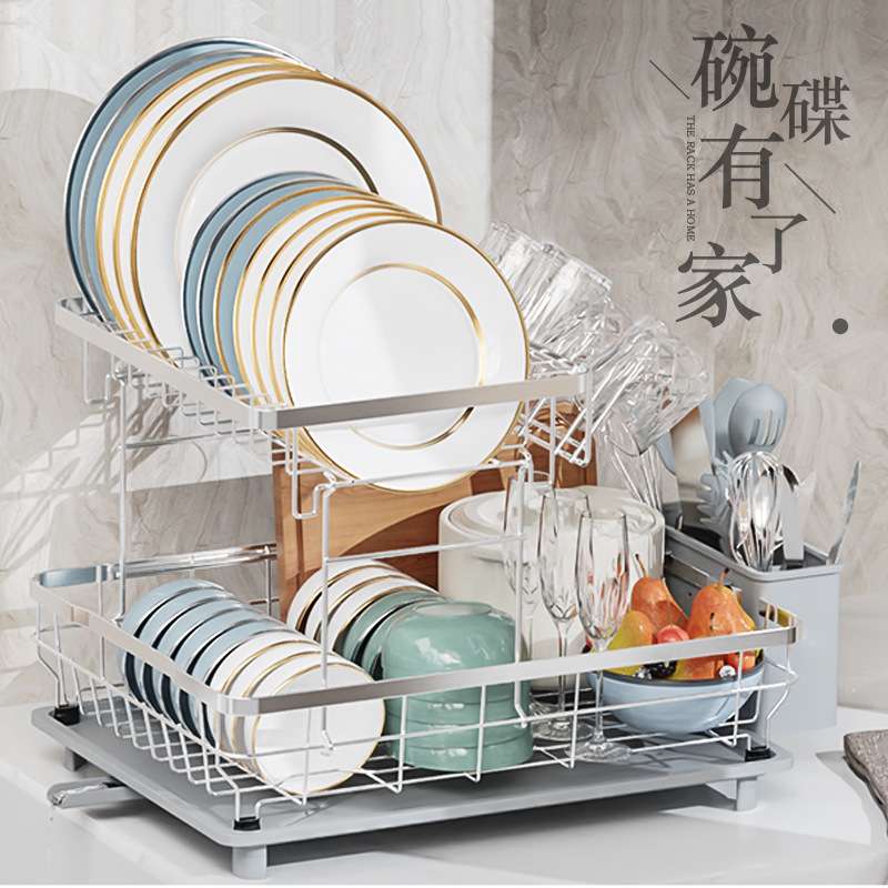 热卖！大容量沥水碗碟架不锈钢家居用品水槽架子plate rack