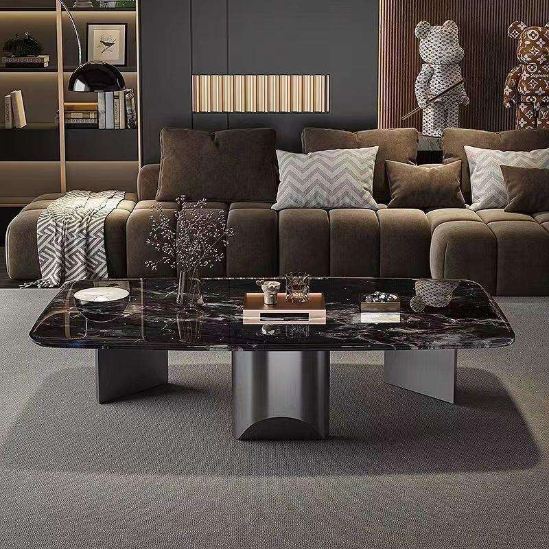 意式轻奢超晶石茶几现代简约彩晶石微晶石高端茶几方形小户型茶几