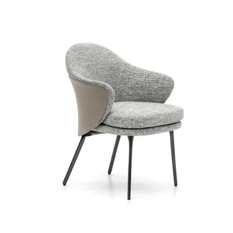 意式轻奢家用布艺餐椅现代别墅单人靠背椅洽谈设计师创意客厅椅子