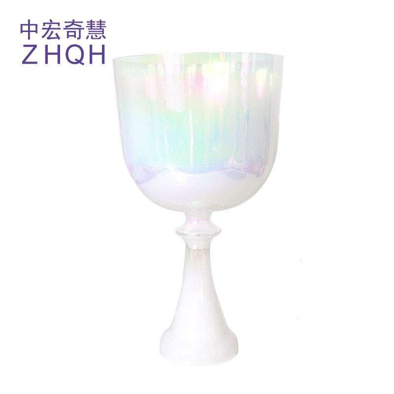 珍珠白色便携式手持圣杯水晶歌唱碗水晶音乐钵瑜伽减压打击乐器