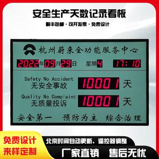 安全运行无事故电子看板LED温度屏运行天数牌工业正倒计时时钟屏