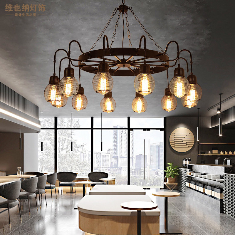 复古工业风大吊灯主题餐厅灯具