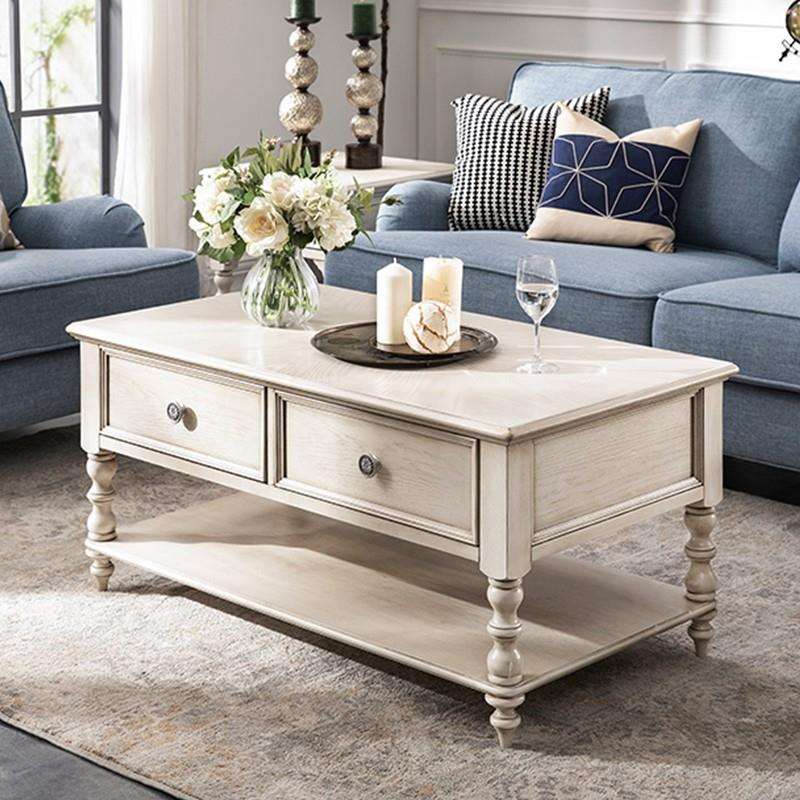 实木欧式茶几电视柜组合简约现代美式客厅创意小户型抽屉茶桌整装