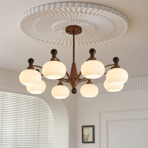 法式复古柿子客厅大吊灯2025新款轻奢卧室吊灯美式中古田园风主灯