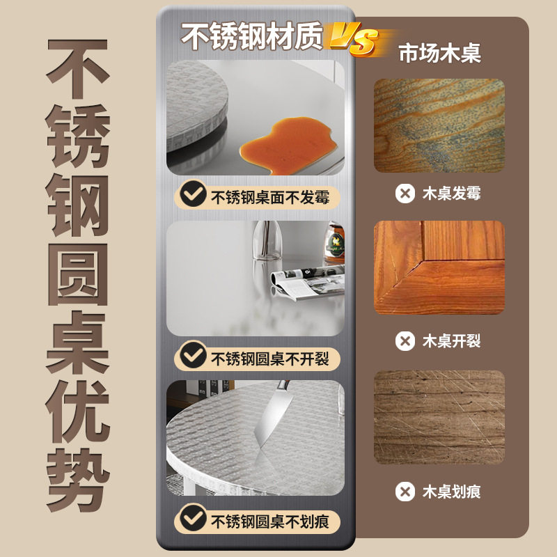 加厚不锈钢折叠大圆餐桌烧烤用