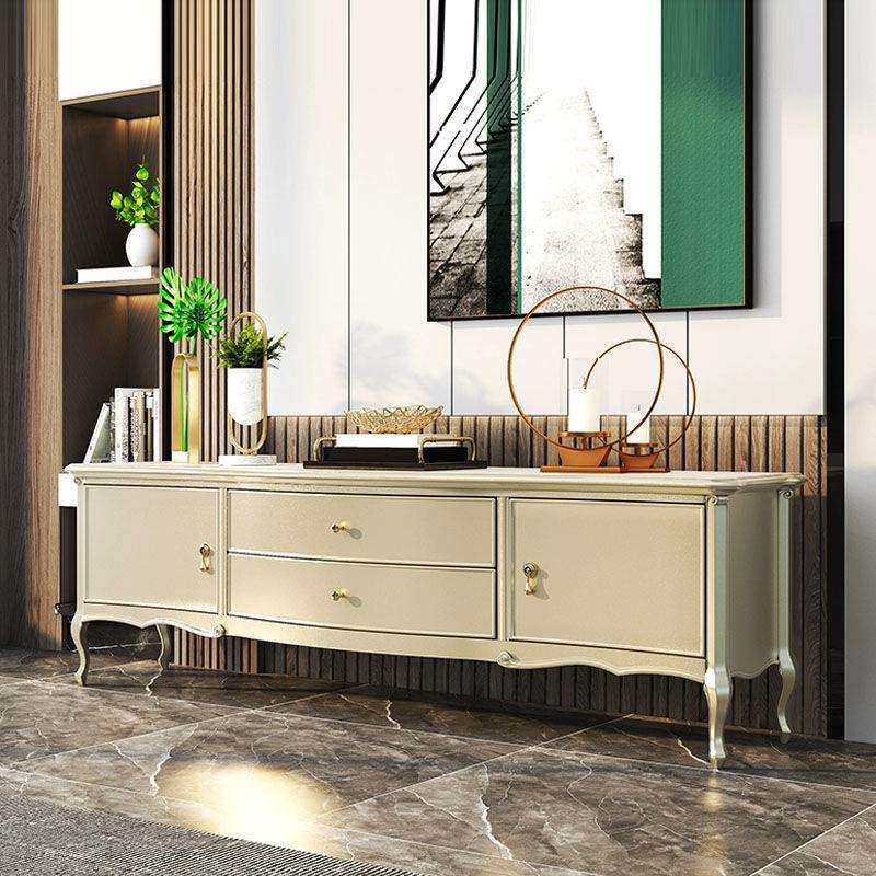 美式轻奢实木电视柜别墅家用客厅落地视听柜简约现代整装款装饰柜