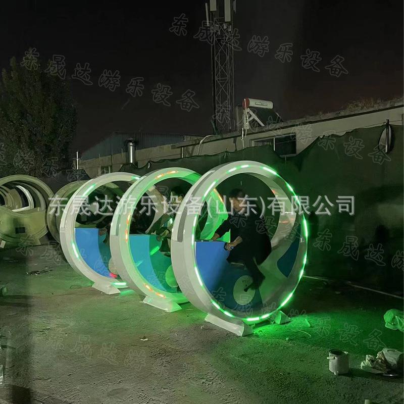 无动力脚踏发光单车景区广场不锈钢景观智能发电七彩发光单车