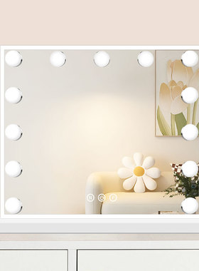 jnq化妆镜台式led灯泡充电ins梳妆镜补光带灯调光镜镜子ins风LED