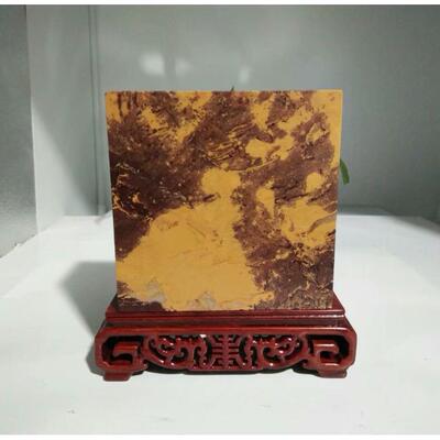 12*12*5.8CM叶腊石精品黑黄木纹图纹石摆件金石篆刻印章大章寿山