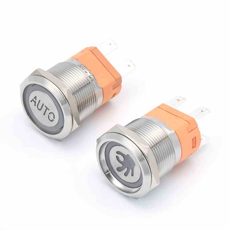 定制图案符号带灯金属按钮开关自锁复位点动门铃大电流超短改装键