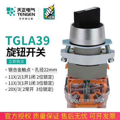 TENGEN天正电气 TGLA39-11X/2旋转开关20X/3旋钮转换开关二档三档