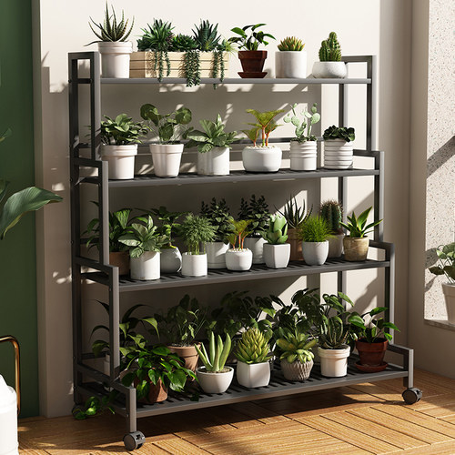 花架子客厅落地式置物架阳台多肉花盆托架斜梯形铁艺植物摆放层架