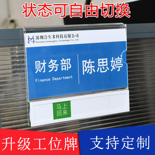 双面屏风座位挂牌工位牌定制岗位牌去向牌职位牌办公室桌牌 升级款