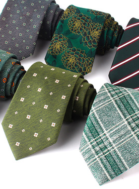 男士领带现货 韩版休闲时尚绿色系色织涤纶丝8m16色西装配件