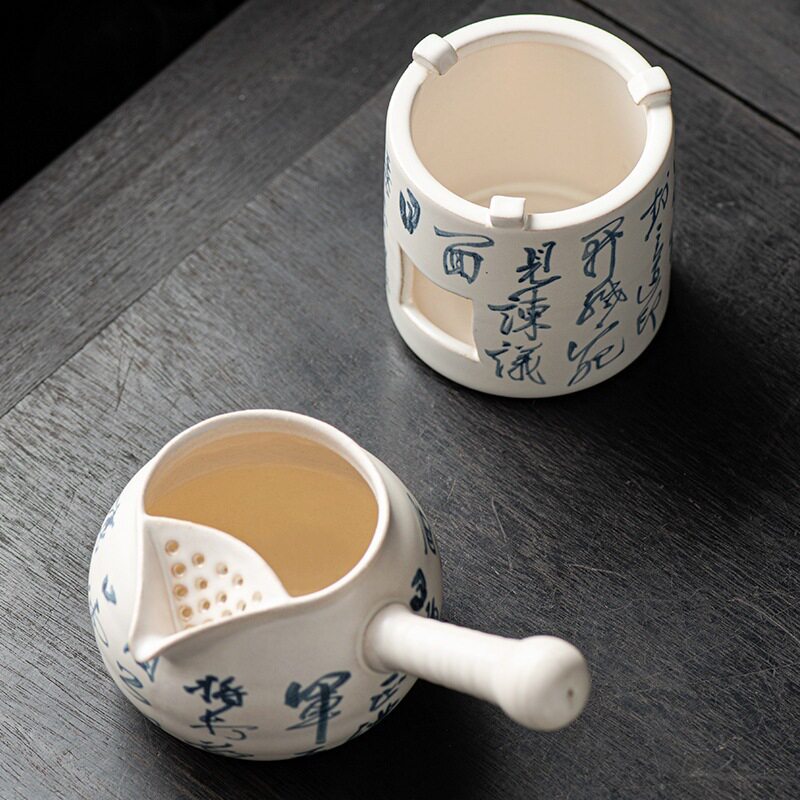 日式诗文侧把壶蜡烛温茶烤茶炉陶瓷公杯保温加热底座围炉煮茶配件