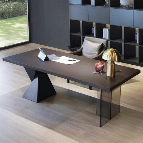 意式极简轻奢设计感书房家用书桌办公桌写字台桌子亚克力现代简约