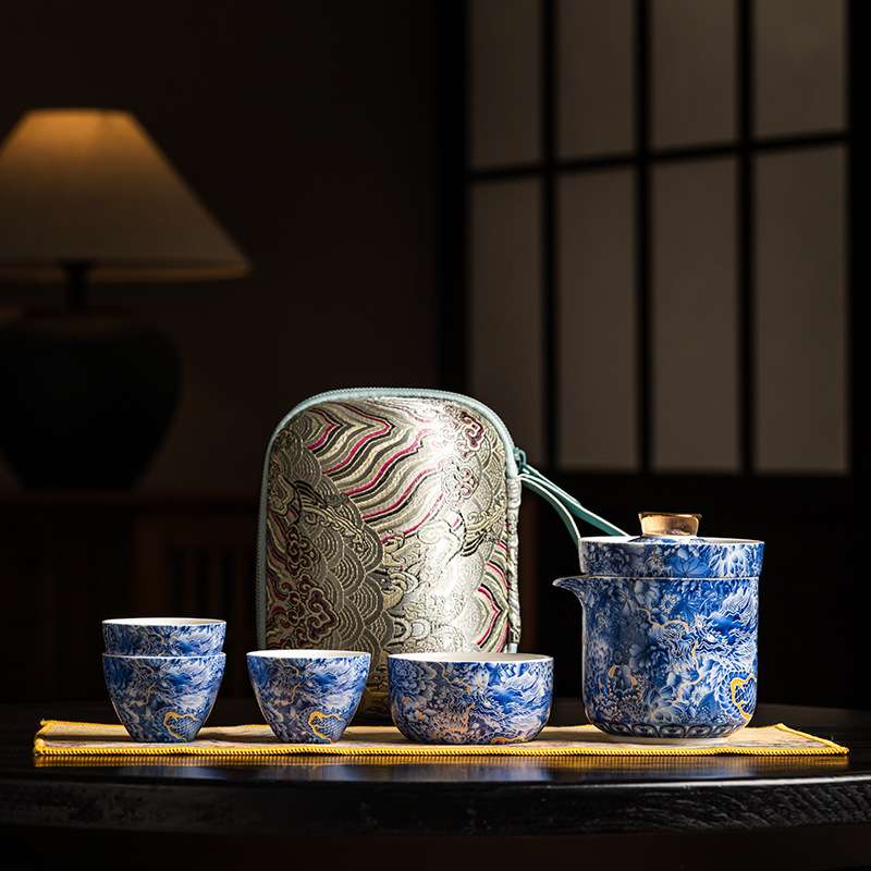 2024新款旅行茶具套装便携式茶具可悬停盖快客杯一壶二杯户外茶具