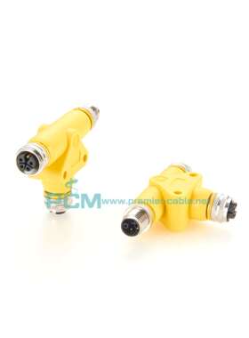 IP67KLMST编码M12HYT型456芯1公头2母头直插分路器电源连接器