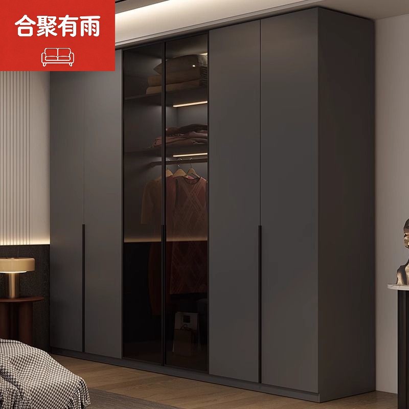 ENF级欧松板到顶黑色衣柜