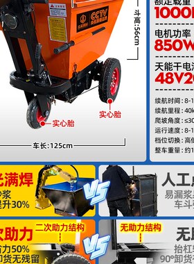 工程电动三轮车小型手推建筑工地用拉砂浆灰斗车小骑兵翻斗载重王