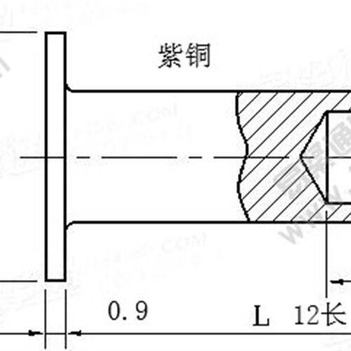 紫铜平头半空心铆钉,3*12杆长,110元/一千枚,本色现货,
