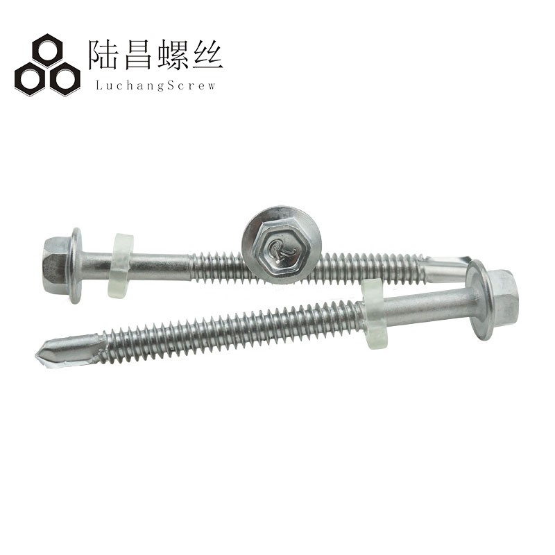 410不锈钢外六角钻尾螺丝 彩钢瓦自攻自钻螺钉专攻铁皮M5.5*19-90