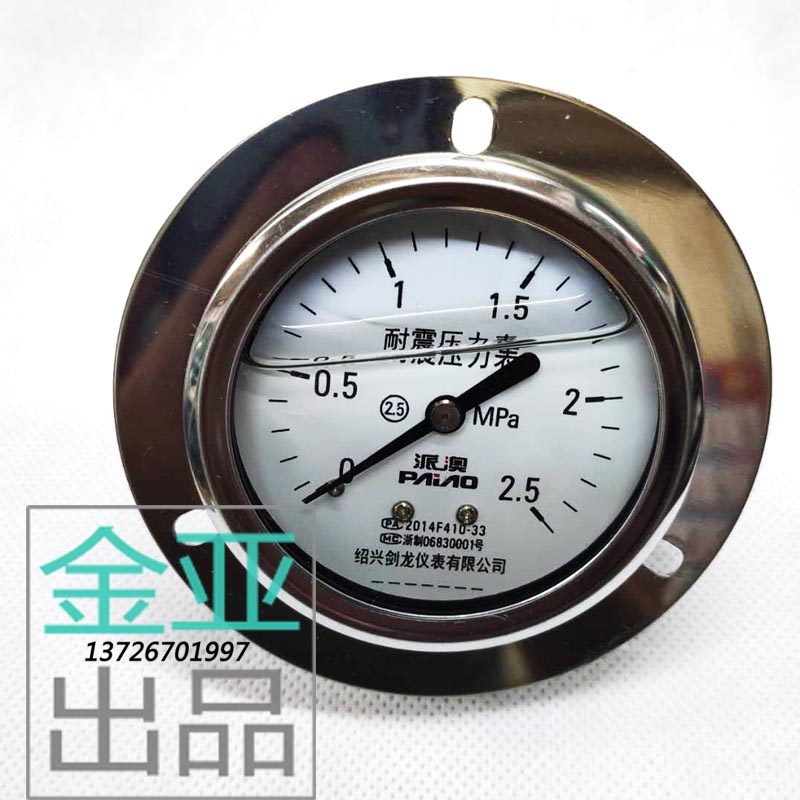 派澳耐震压力表YN60ZT油用1.6mpa全规格不锈钢外壳轴向带边M14X1.